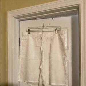 Eileen Fisher white tissue linen draw string shorts, new with tags, size L
